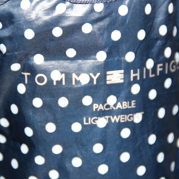 TOMMY HILFIGER Women's Polka Dots Puffer Vest Navy and White, Size M Lightweight - Picture 8 of 9